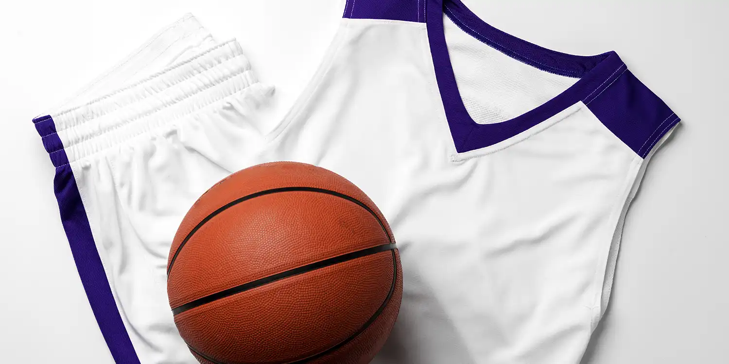 photo of a basketball and uniform